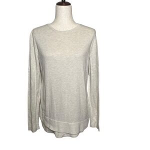 J Jill Knit Top Long Sleeve Crew‎ Neck Beige Cotton Blend Minimalist Size Small